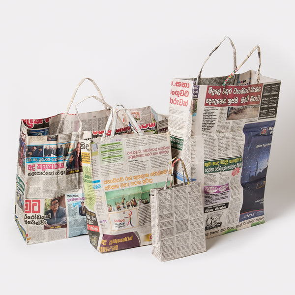 Recycled Newspaper Gift Bags - Set of 8